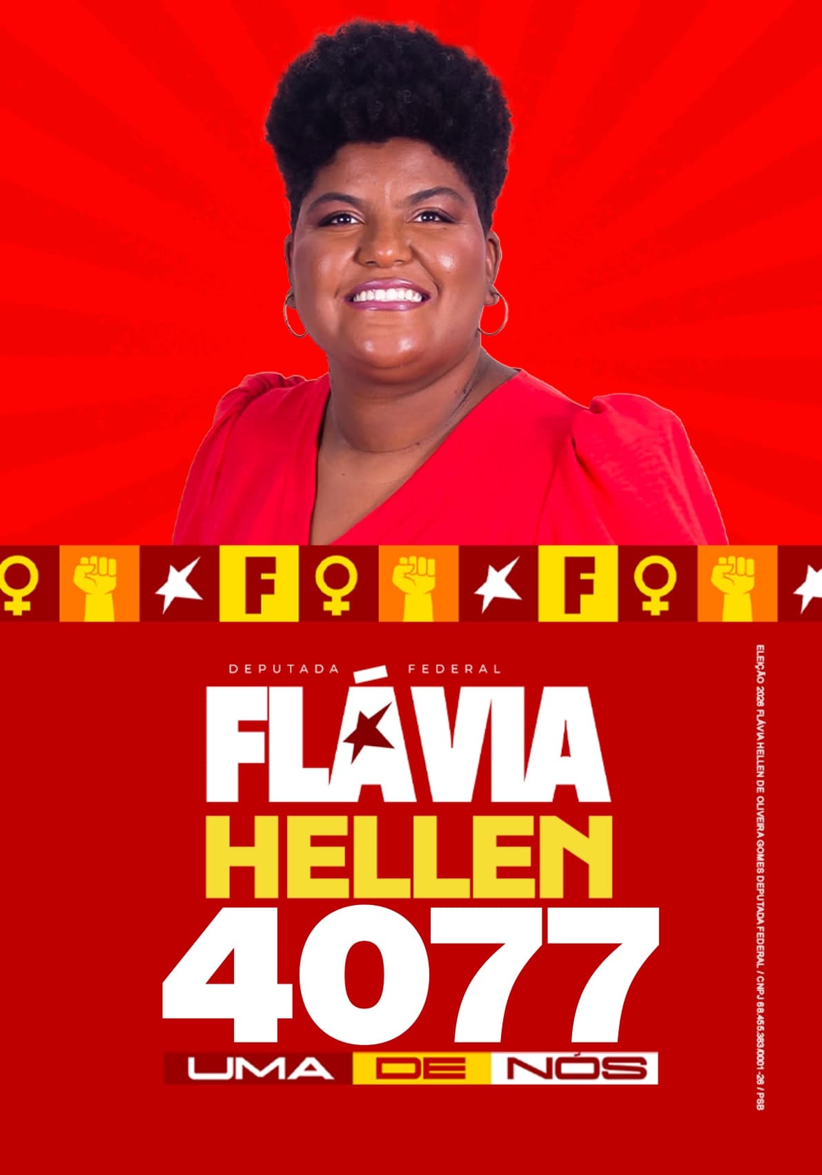 Santinho de campanha — Flávia Hellen, Deputada Federal 4077, Uma de Nós